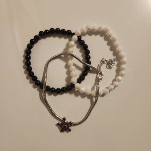 White Black and Silver Bracelet Set
